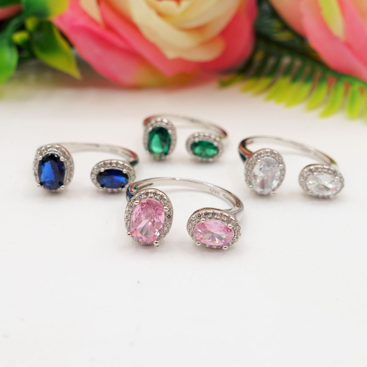 CLARISSA ~ ANELLO in ARGENTO 925 cubic zirconia a goccia regolabile