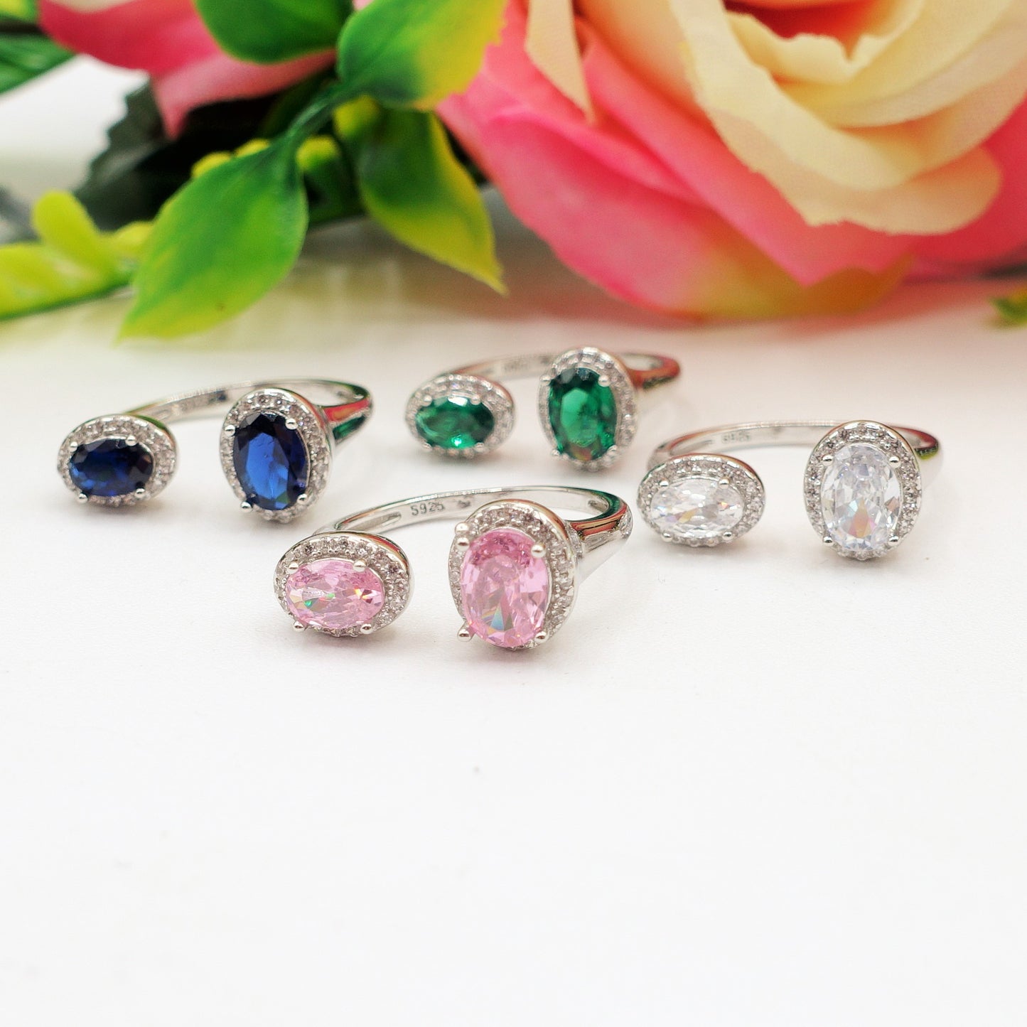 CLARISSA ~ ANELLO in ARGENTO 925 cubic zirconia a goccia regolabile