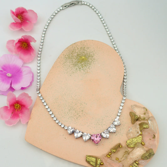 CHERIE - 7 HEARTS- collana collier con cubic zirconia a forma di cuore