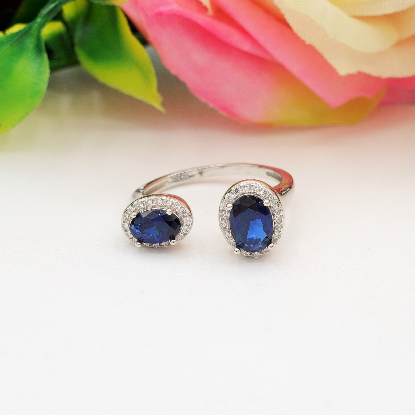 CLARISSA ~ ANELLO in ARGENTO 925 cubic zirconia a goccia regolabile