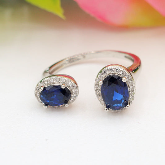 CLARISSA ~ ANELLO in ARGENTO 925 cubic zirconia a goccia regolabile