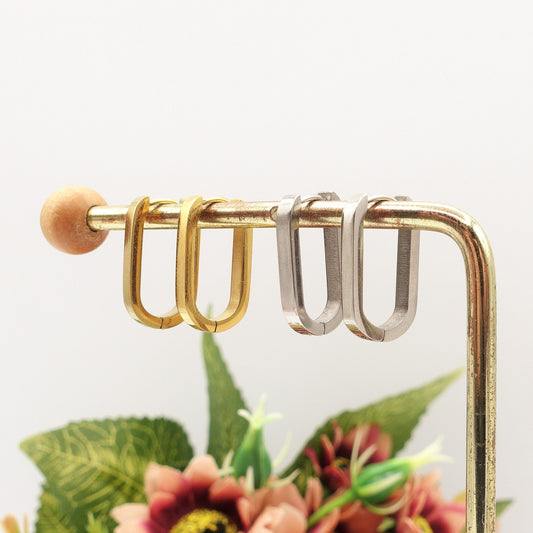 CAMERON - ACCIAIO INOSSIDABILE - Paio orecchini cerchi rettangolari