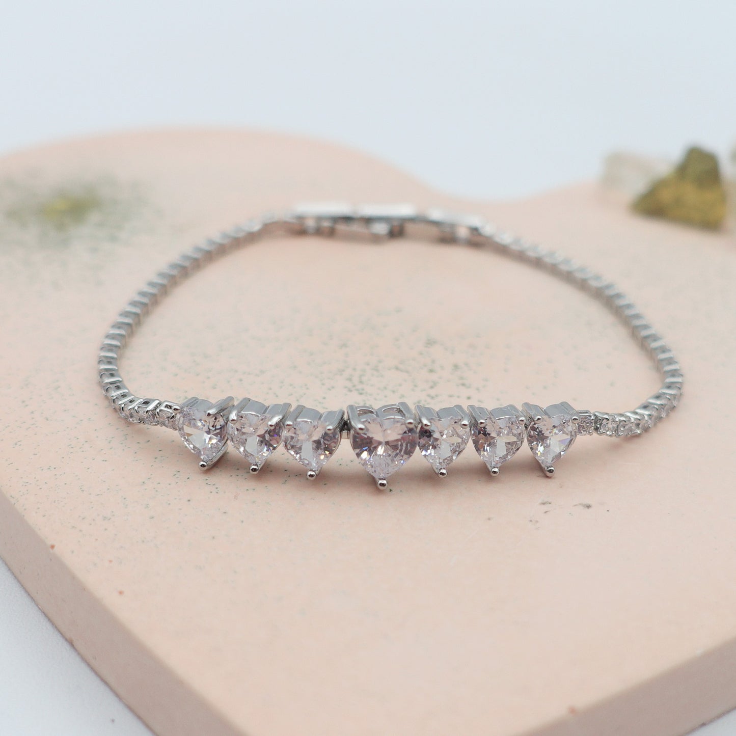CHERIE - 7 HEARTS - bracciale tennis con cubic zirconia a forma di cuore