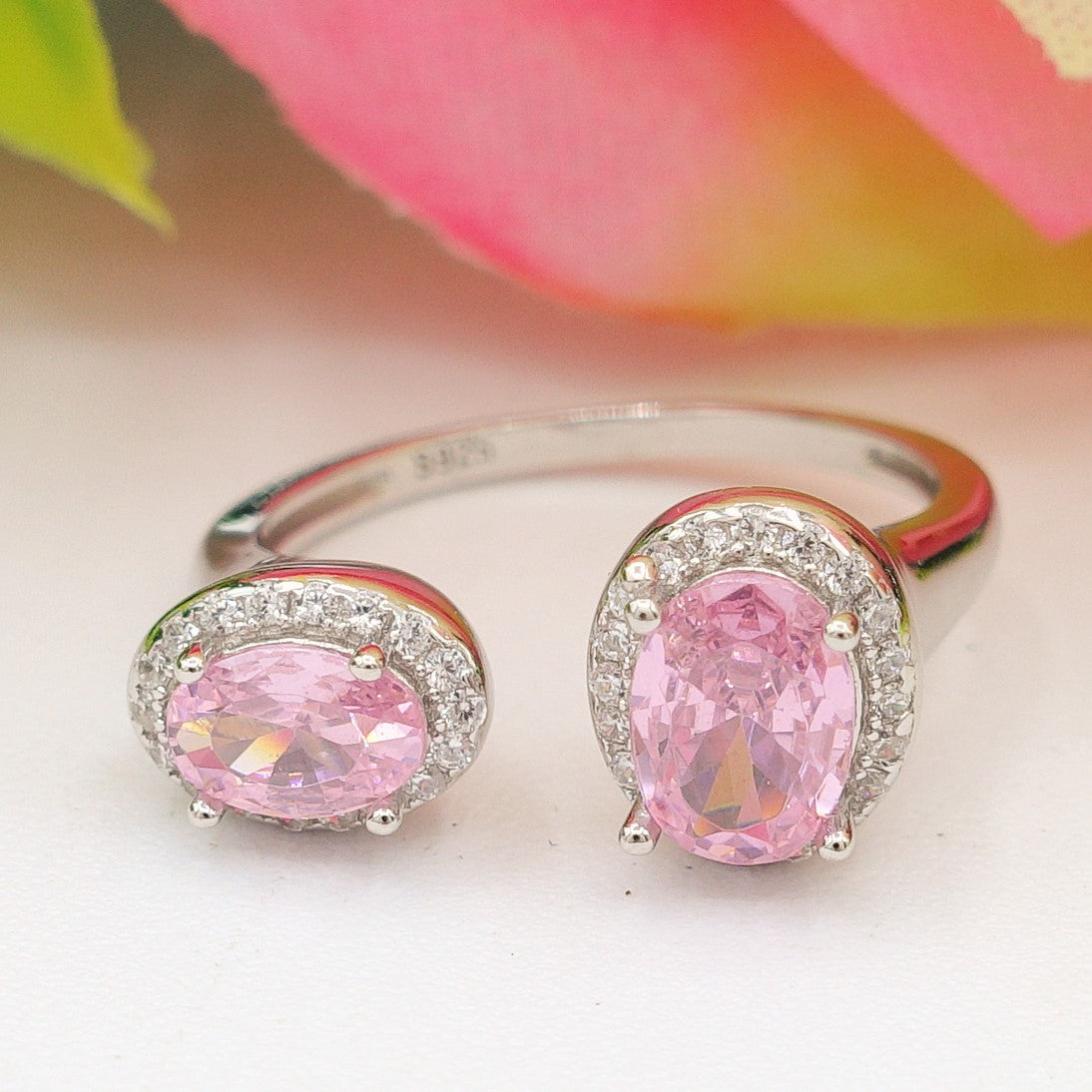 CLARISSA ~ ANELLO in ARGENTO 925 cubic zirconia a goccia regolabile