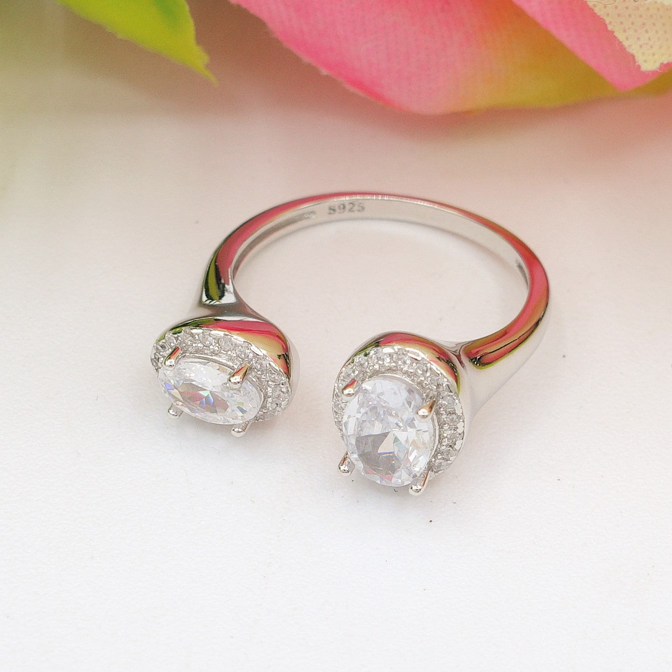 CLARISSA ~ ANELLO in ARGENTO 925 cubic zirconia a goccia regolabile