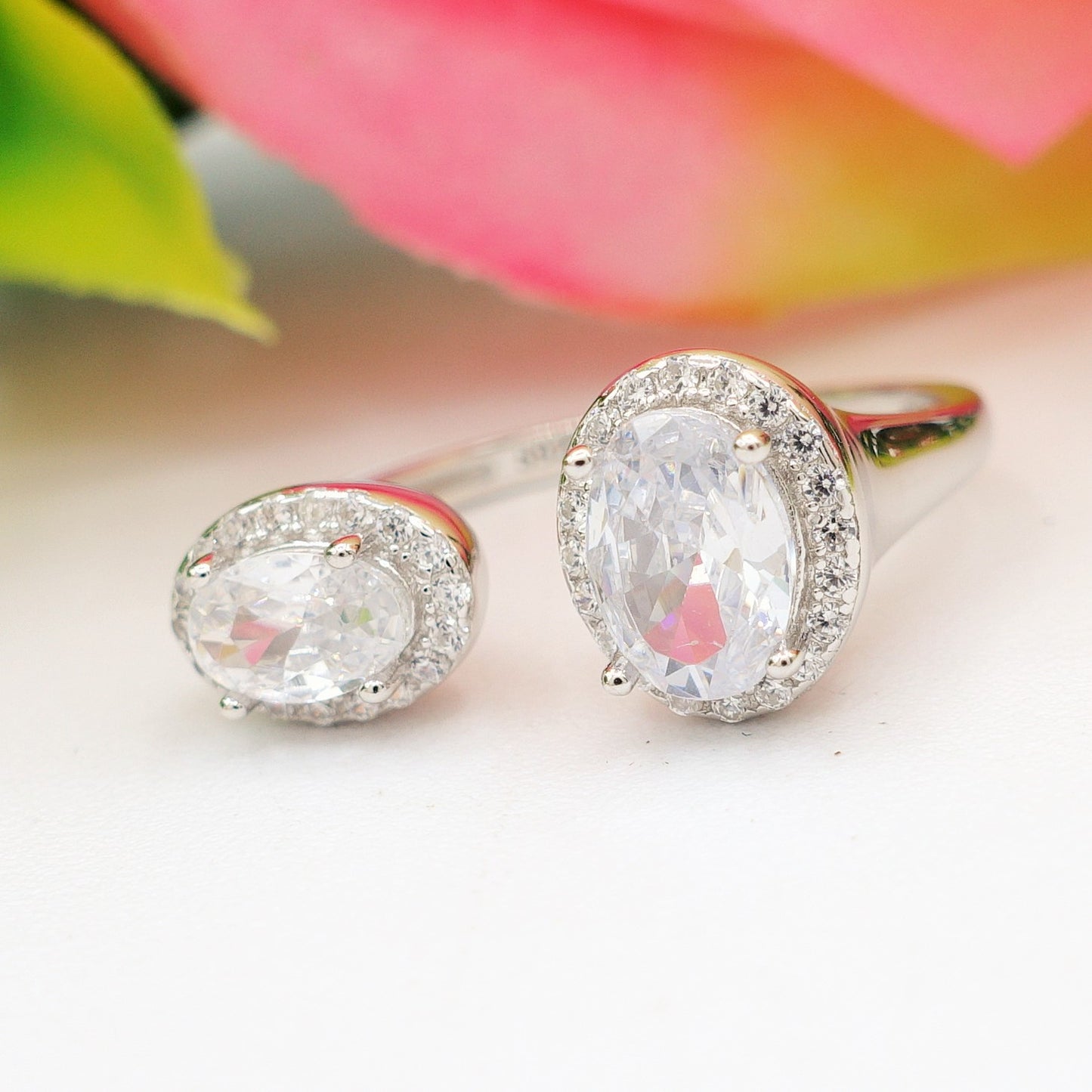 CLARISSA ~ ANELLO in ARGENTO 925 cubic zirconia a goccia regolabile