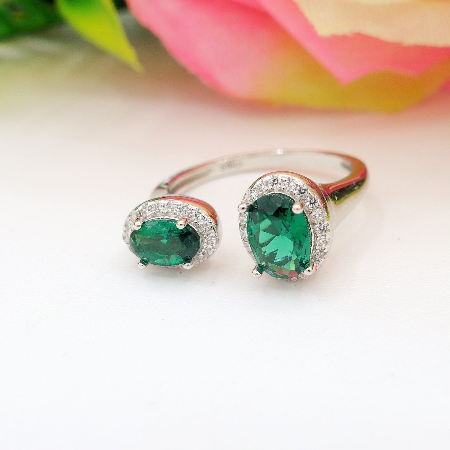 CLARISSA ~ ANELLO in ARGENTO 925 cubic zirconia a goccia regolabile