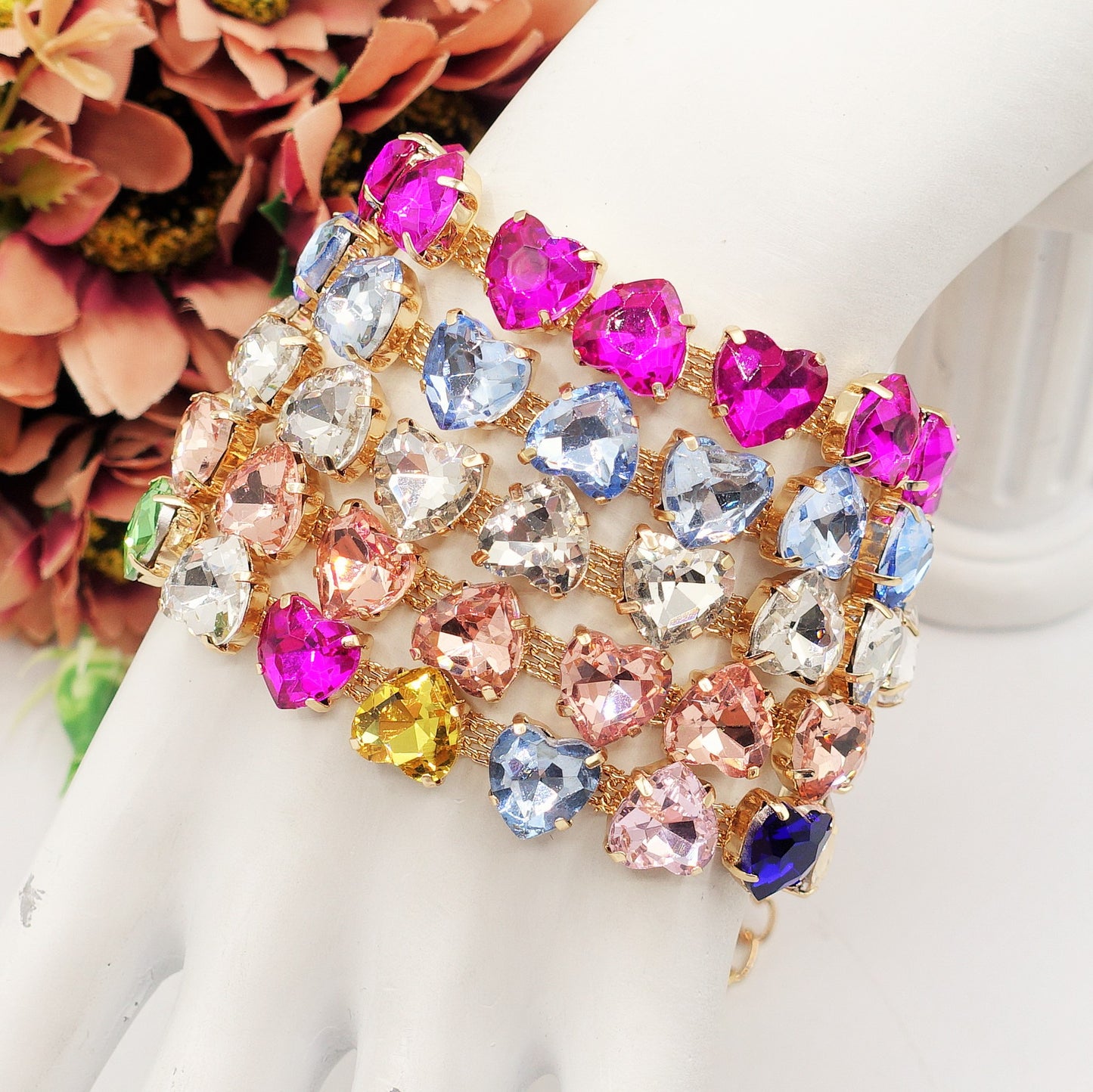 LUCE HEARTS - Bracciale con pietre a cuore sfaccettate