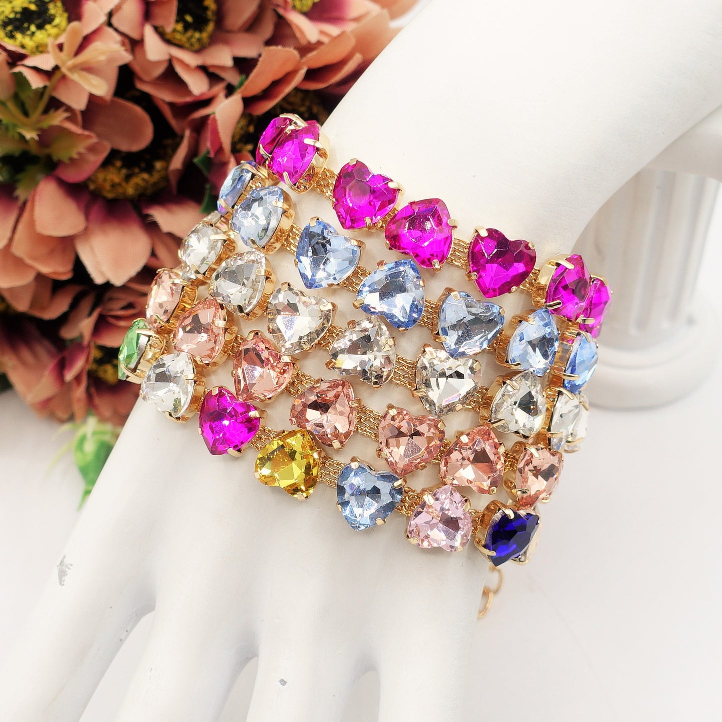 LUCE HEARTS - Bracciale con pietre a cuore sfaccettate