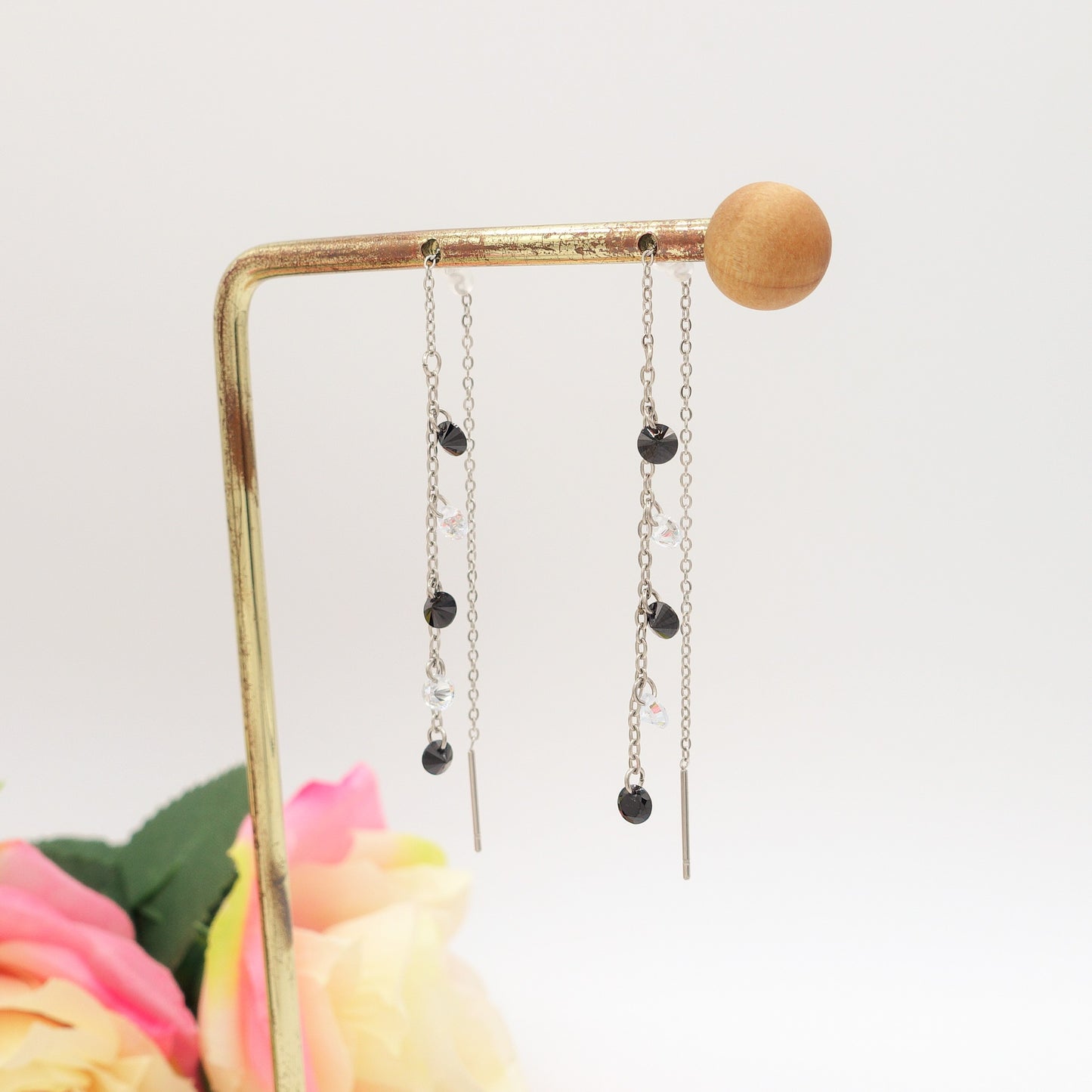Whitney RAINBOW - Acciaio inossidabile ~ PAIO Orecchini filo pendenti con cubic zirconia - Ear Threader - Saliscendi