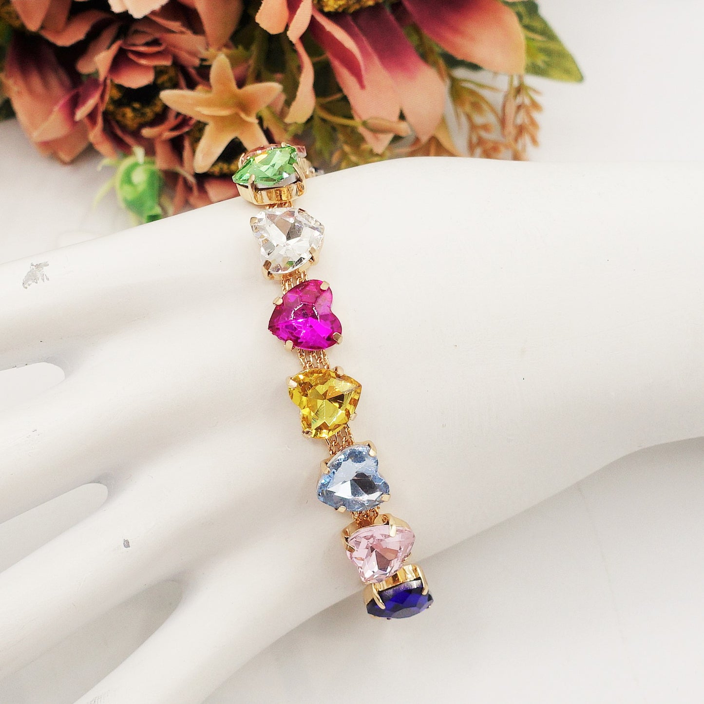 LUCE HEARTS - Bracciale con pietre a cuore sfaccettate
