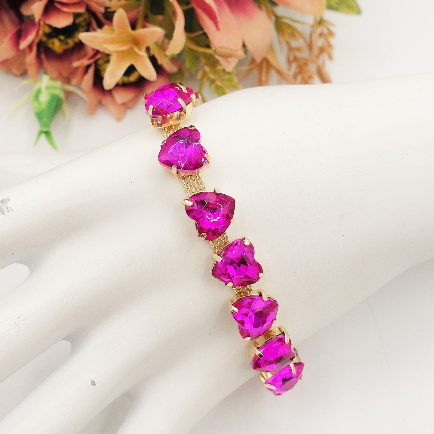 LUCE HEARTS - Bracciale con pietre a cuore sfaccettate