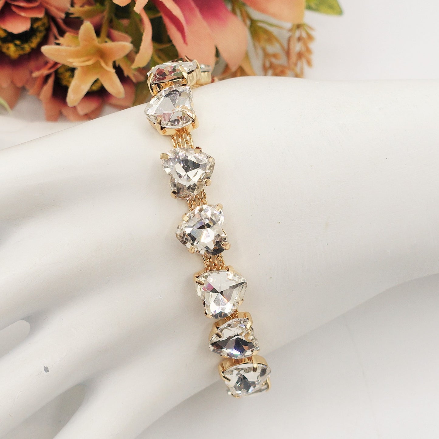 LUCE HEARTS - Bracciale con pietre a cuore sfaccettate