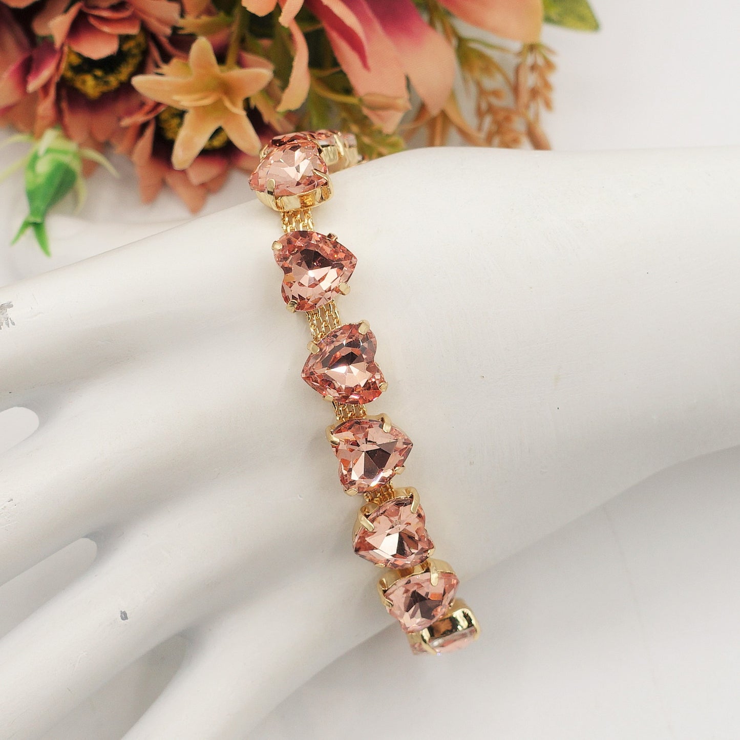 LUCE HEARTS - Bracciale con pietre a cuore sfaccettate