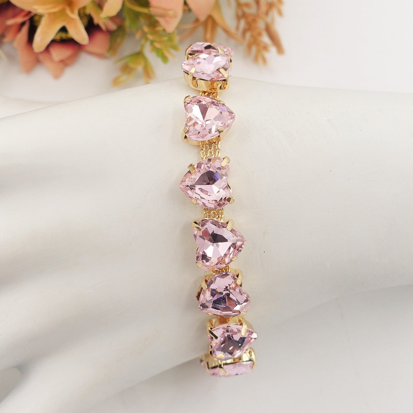 LUCE HEARTS - Bracciale con pietre a cuore sfaccettate