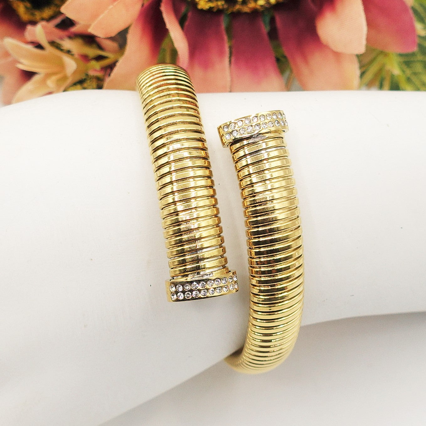 CASSANDRA SHINE ~ Acciaio Inossidabile-Bracciale TUBOGAS con cubic zirconia