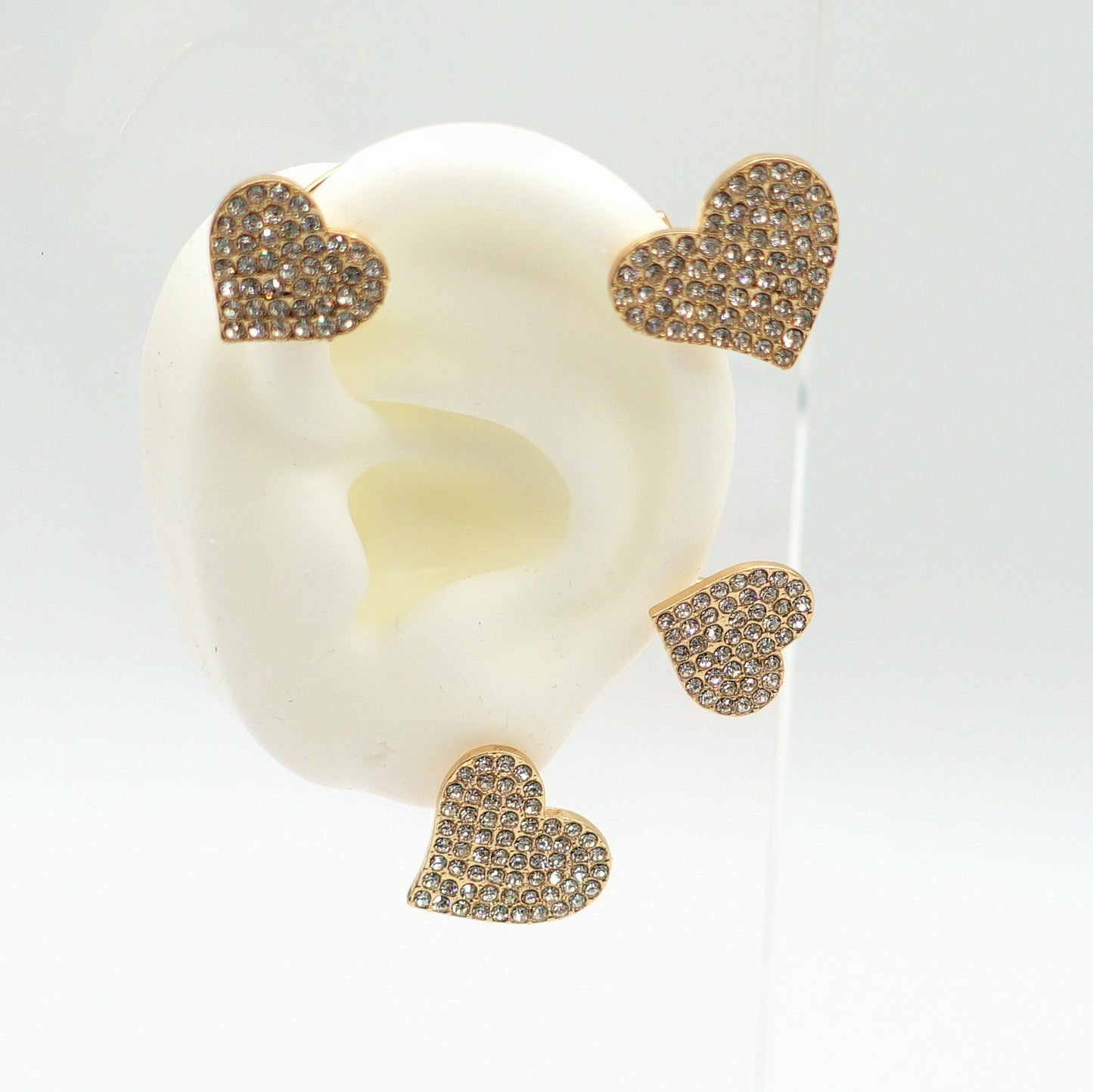 QUERIDA ~ EARCUFF mono orecchino con cuori in cubic zirconia