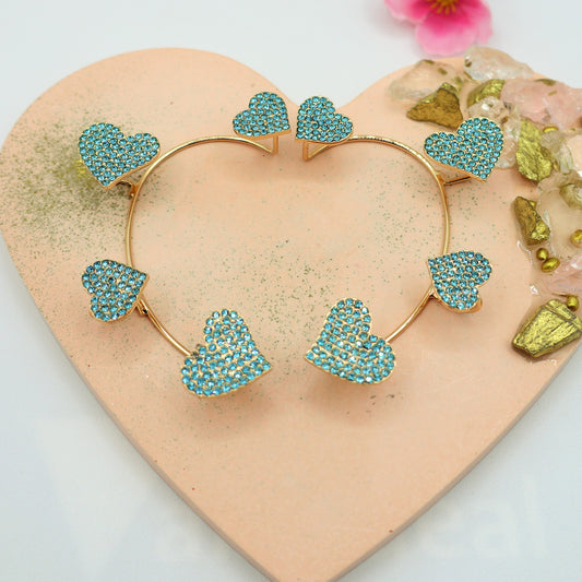QUERIDA ~ EARCUFF mono orecchino con cuori in cubic zirconia