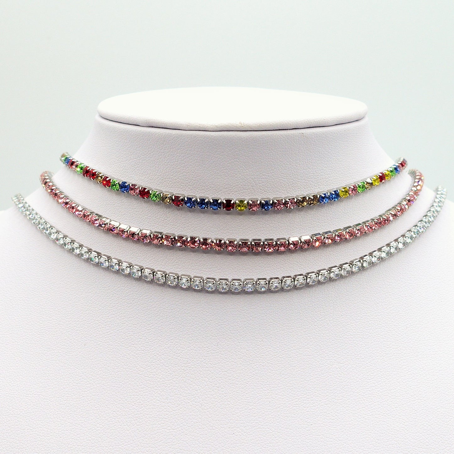 VEGAS ~ TENNIS CHOKER GIROCOLLO IN ACCIAIO INOSSIDABILE CON CUBIC ZIRCONIA