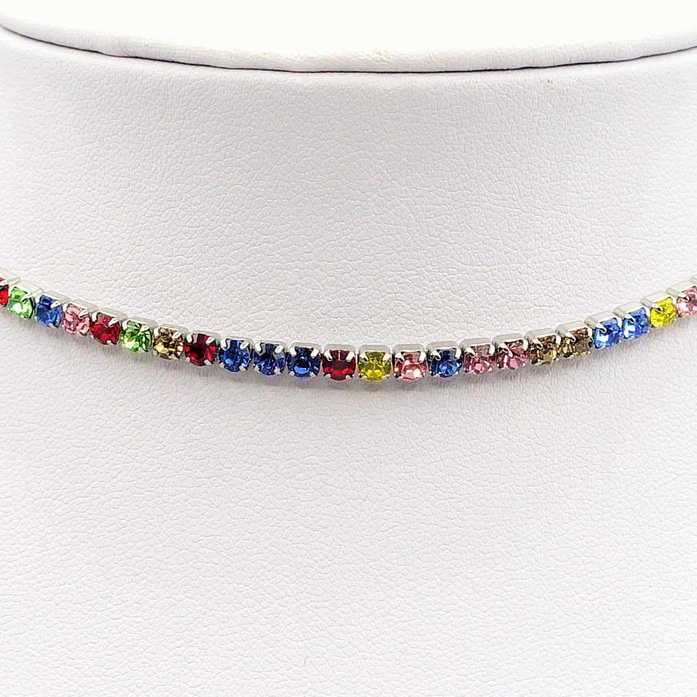 VEGAS ~ TENNIS CHOKER GIROCOLLO IN ACCIAIO INOSSIDABILE CON CUBIC ZIRCONIA
