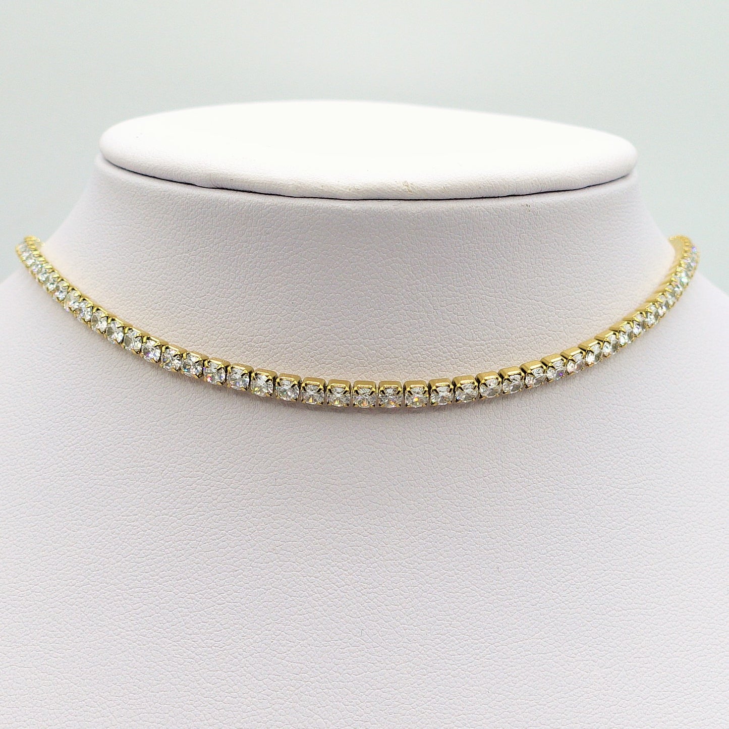 VEGAS ~ TENNIS CHOKER GIROCOLLO IN ACCIAIO INOSSIDABILE CON CUBIC ZIRCONIA