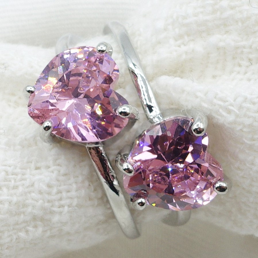 Camille ~ ANELLO cuore doppio contrariè in cubic zirconia