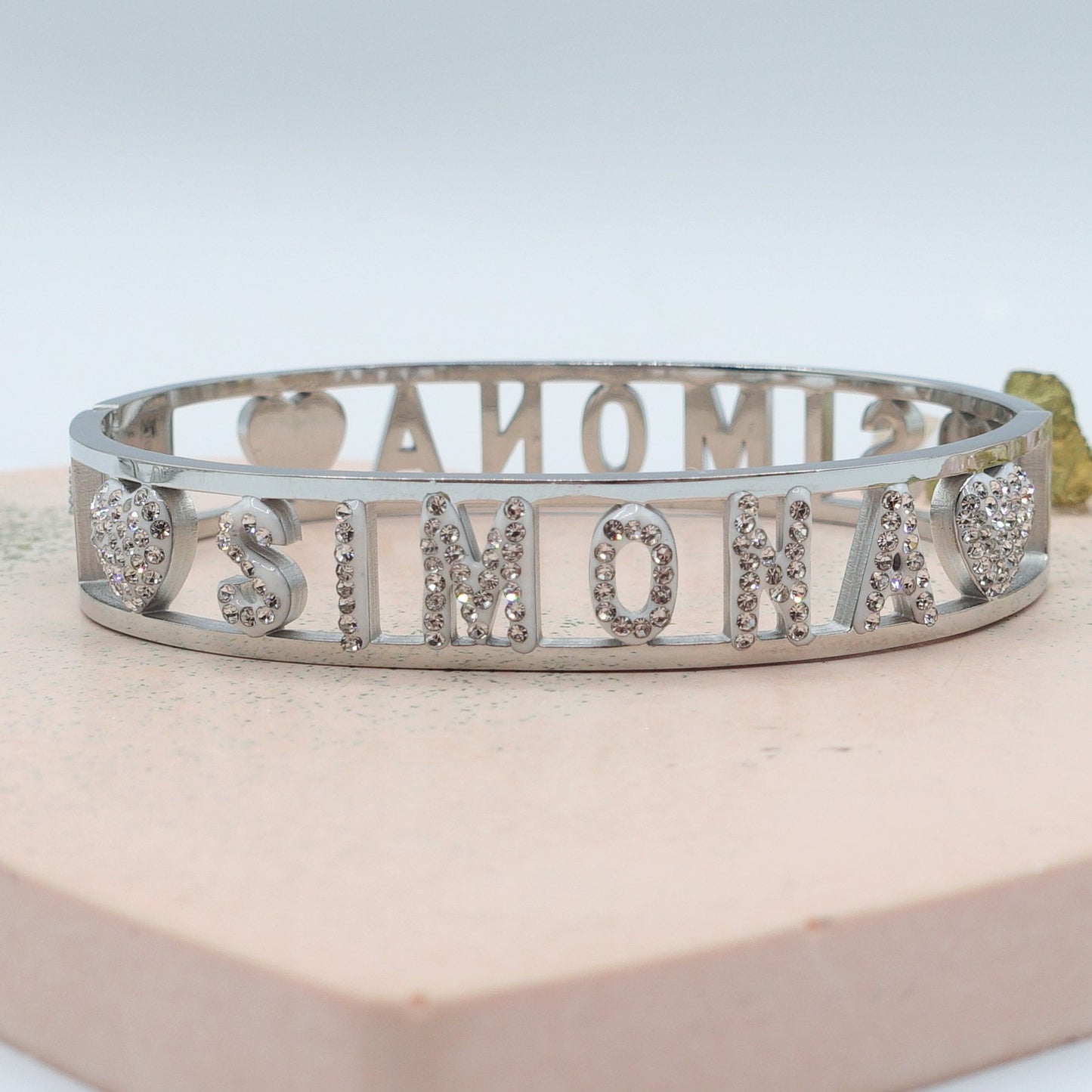"IL MIO NOME"-BRACCIALE A MANETTA IN ACCIAIO INOSSIDABILE E ZIRCONI