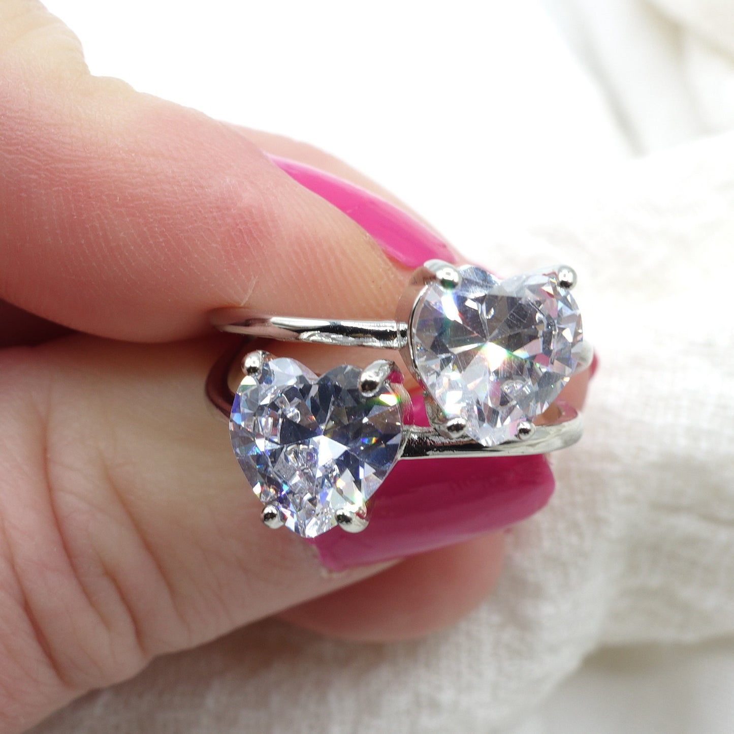 Camille ~ ANELLO cuore doppio contrariè in cubic zirconia