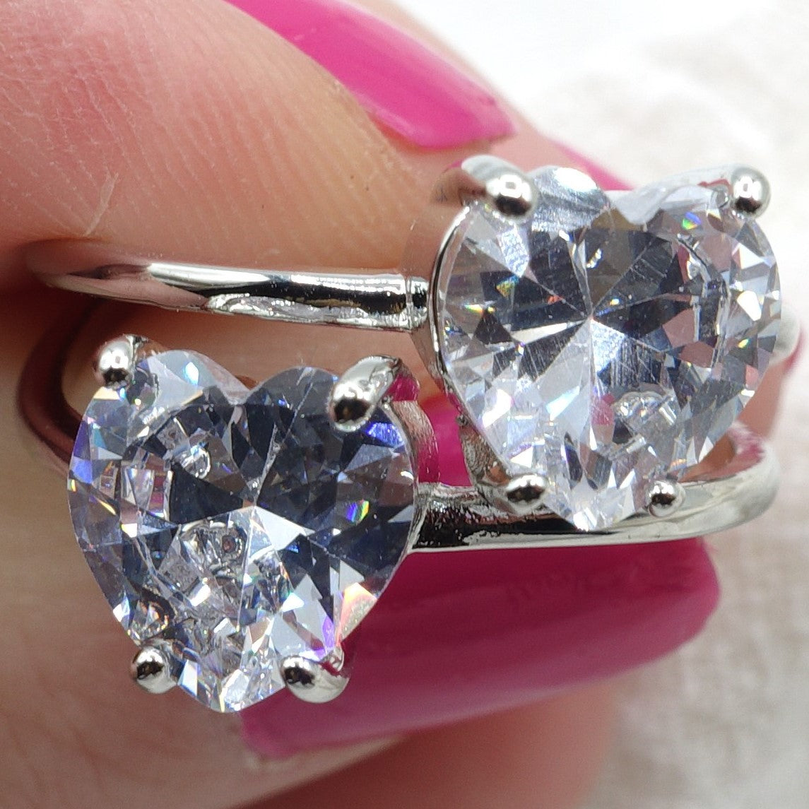 Camille ~ ANELLO cuore doppio contrariè in cubic zirconia