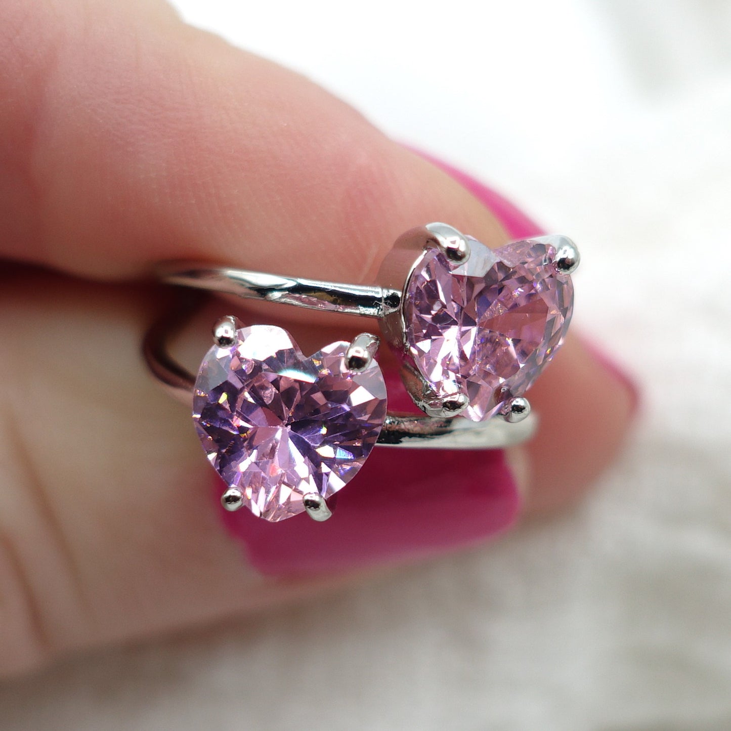 Camille ~ ANELLO cuore doppio contrariè in cubic zirconia