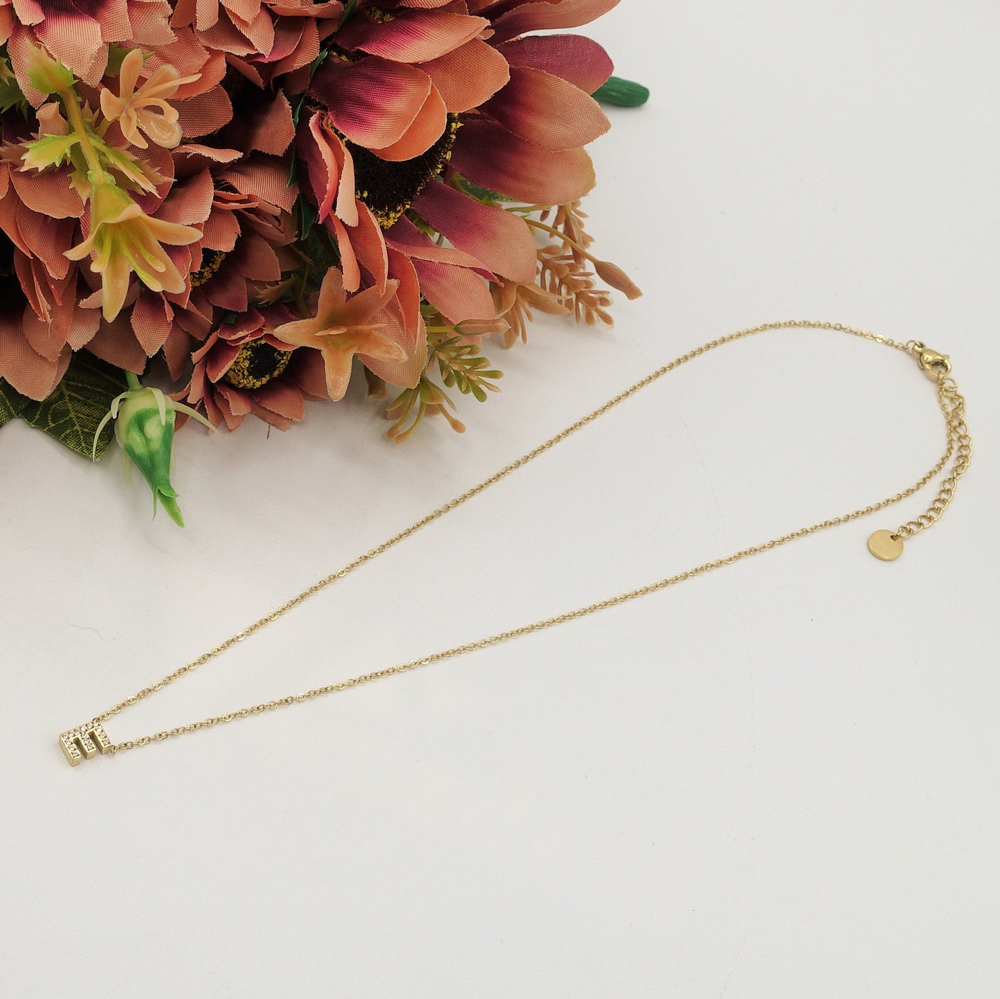 Collana MINI INIZIALE Zirconata in Acciaio inossidabile