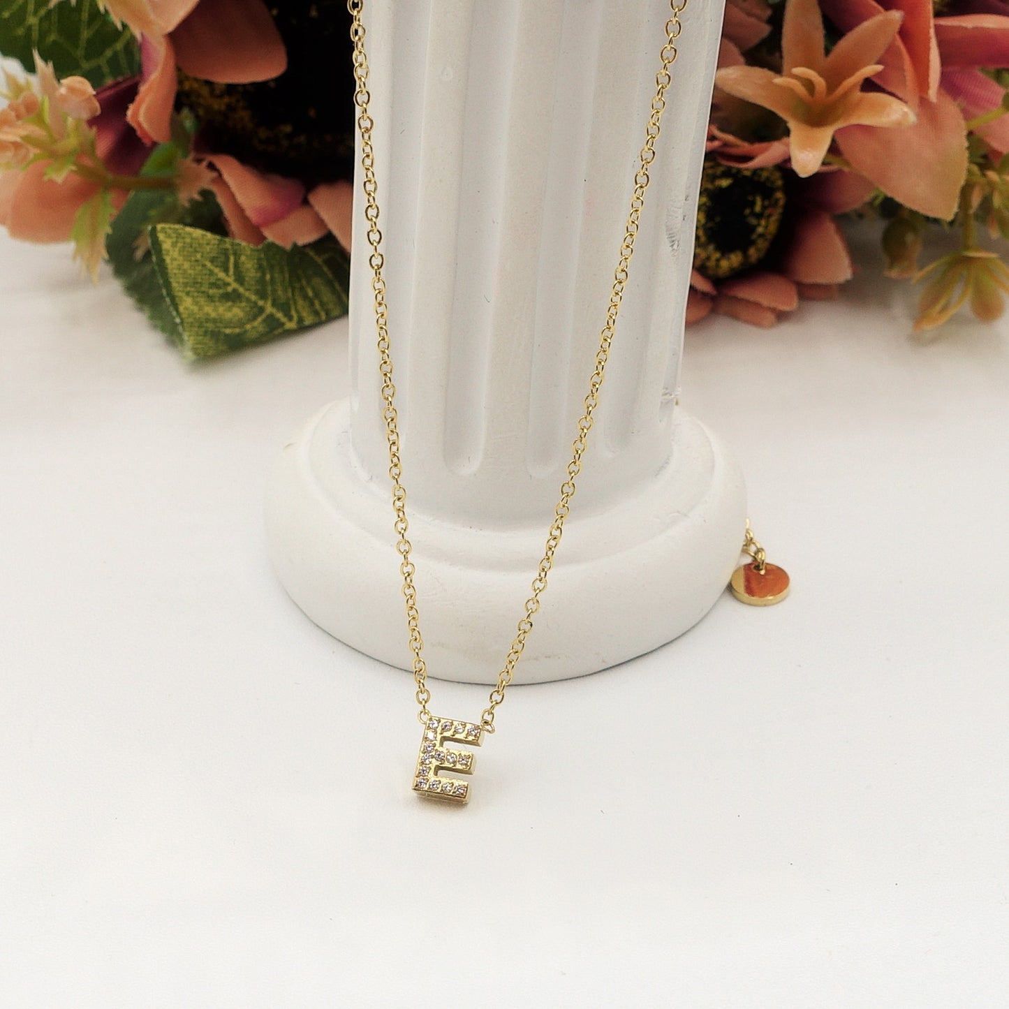 Collana MINI INIZIALE Zirconata in Acciaio inossidabile