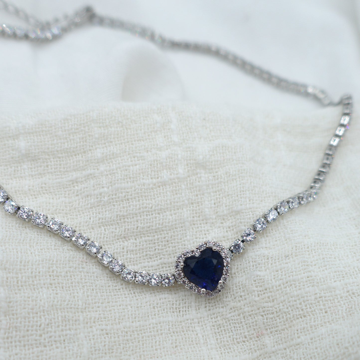 DIANA ~ CHUNKY- Collana Girocollo tennis con cuore in Cubic Zirconia