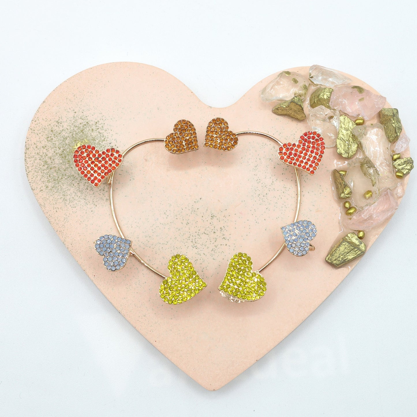 QUERIDA ~ EARCUFF mono orecchino con cuori in cubic zirconia