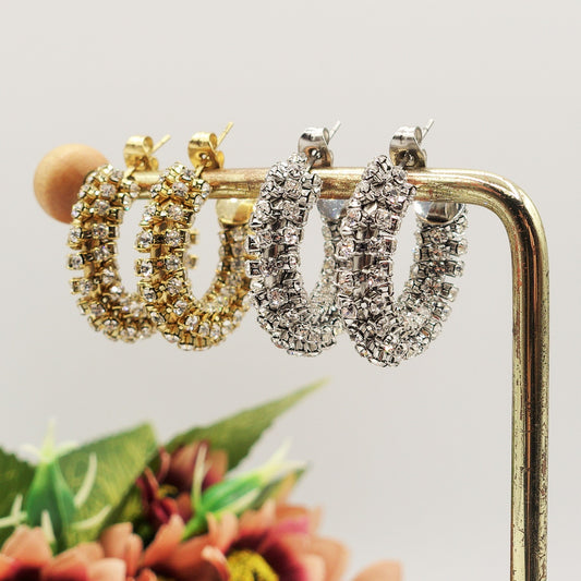 NICOLE - ACCIAIO INOSSIDABILE ~ Orecchini cerchio bombè zirconati