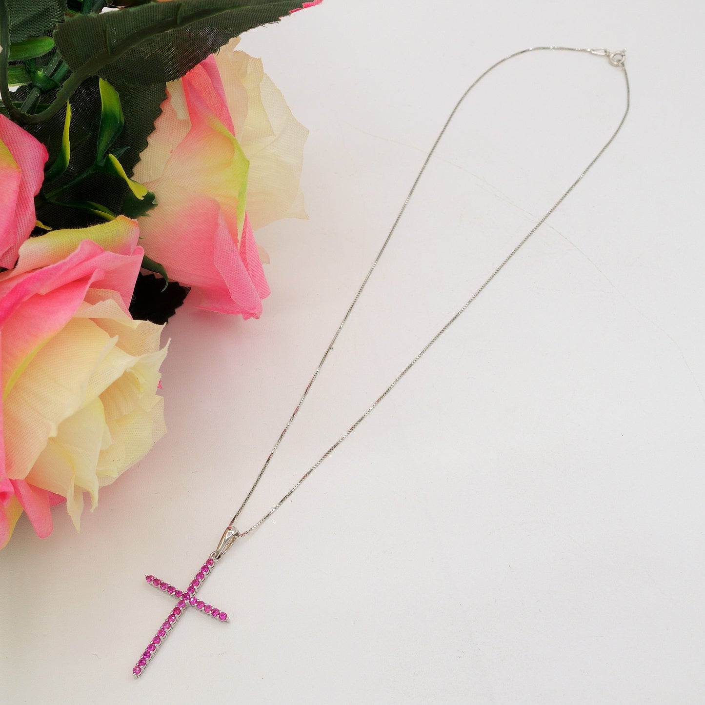 CROSS ~ ARGENTO 925 ~ Collana con pendente croce in cubic zirconia