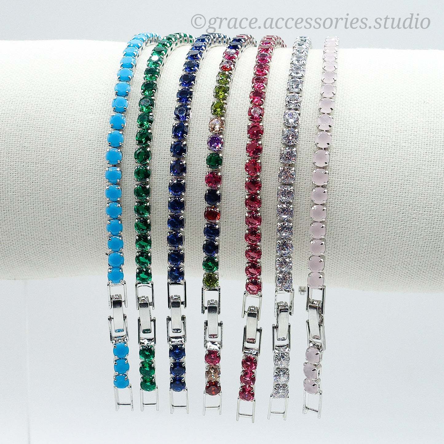 MAYA ~Rainbow-Bracciale tennis in Cubic Zirconia