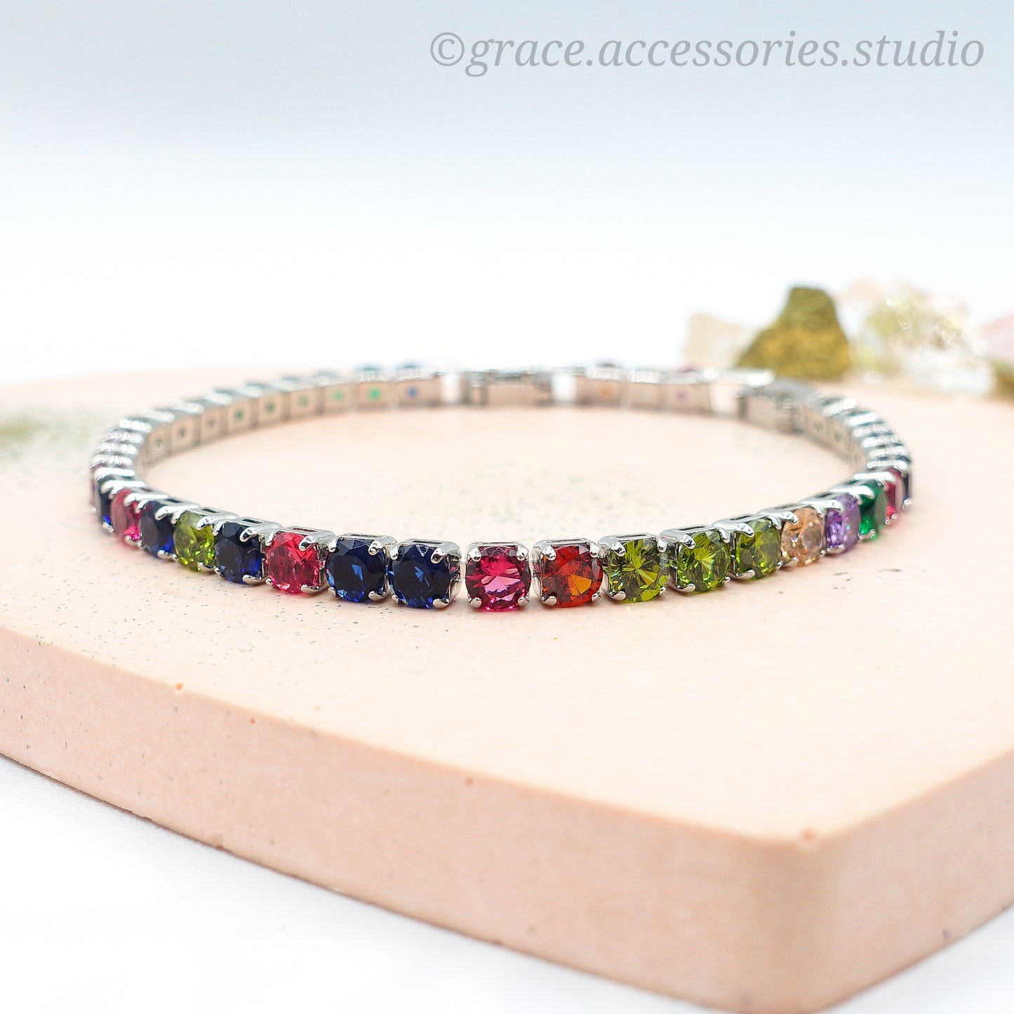 MAYA ~Rainbow-Bracciale tennis in Cubic Zirconia