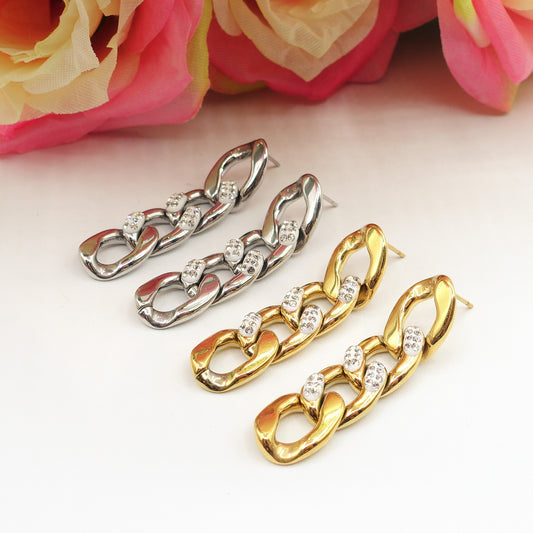 MADISON - ACCIAIO INOSSIDABILE ~ Orecchini pendenti groumette zirconata