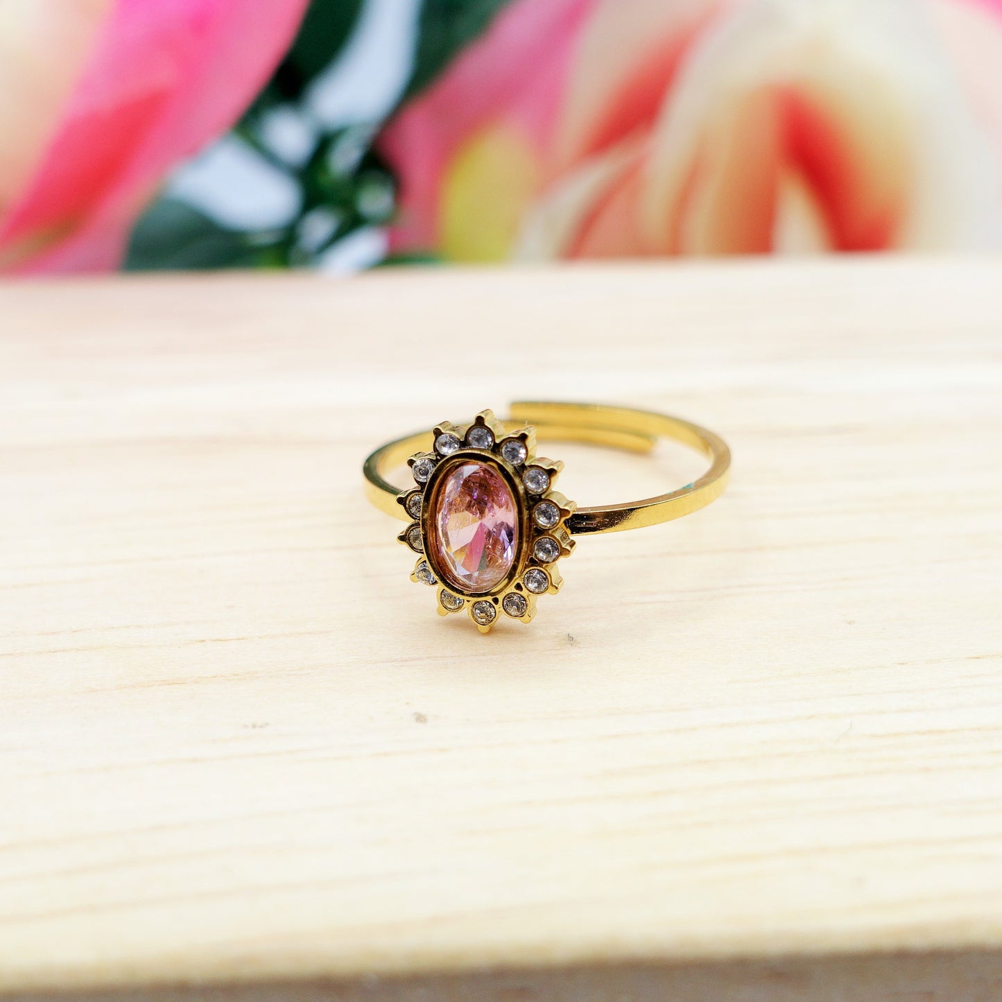 KATE MINI ~ Anello regolabile in ACCIAIO INOSSIDABILE con cubic zirconia