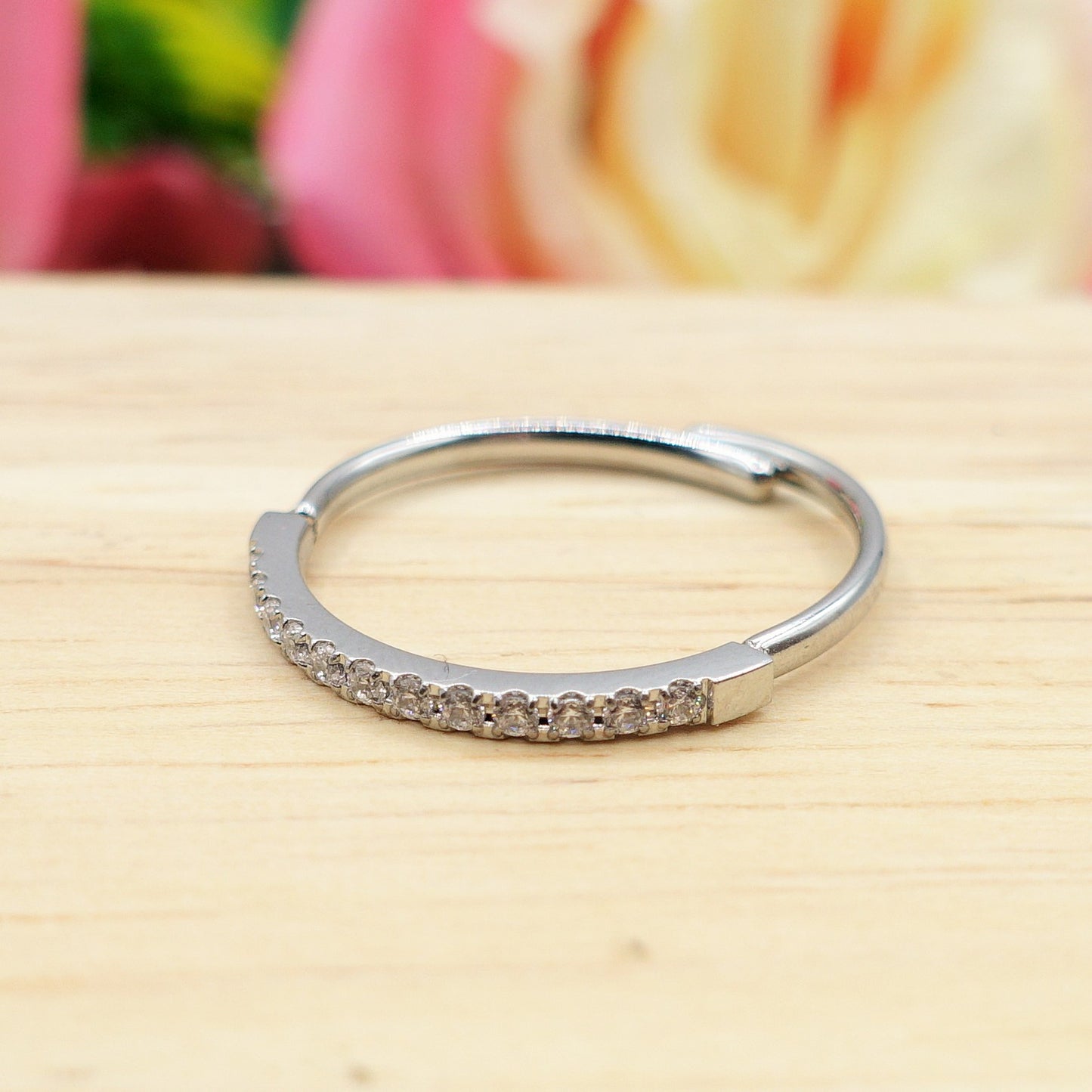 FEDINA Slim Zirconata ~ Anello regolabile in ACCIAIO INOSSIDABILE con cubic zirconia