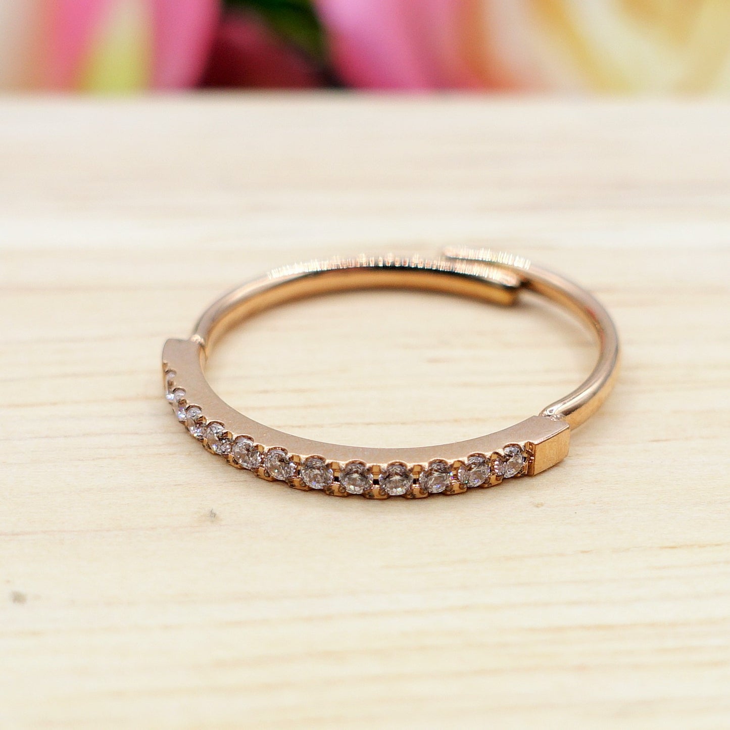 FEDINA Slim Zirconata ~ Anello regolabile in ACCIAIO INOSSIDABILE con cubic zirconia