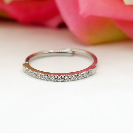 FEDINA Slim Zirconata ~ Anello regolabile in ACCIAIO INOSSIDABILE con cubic zirconia