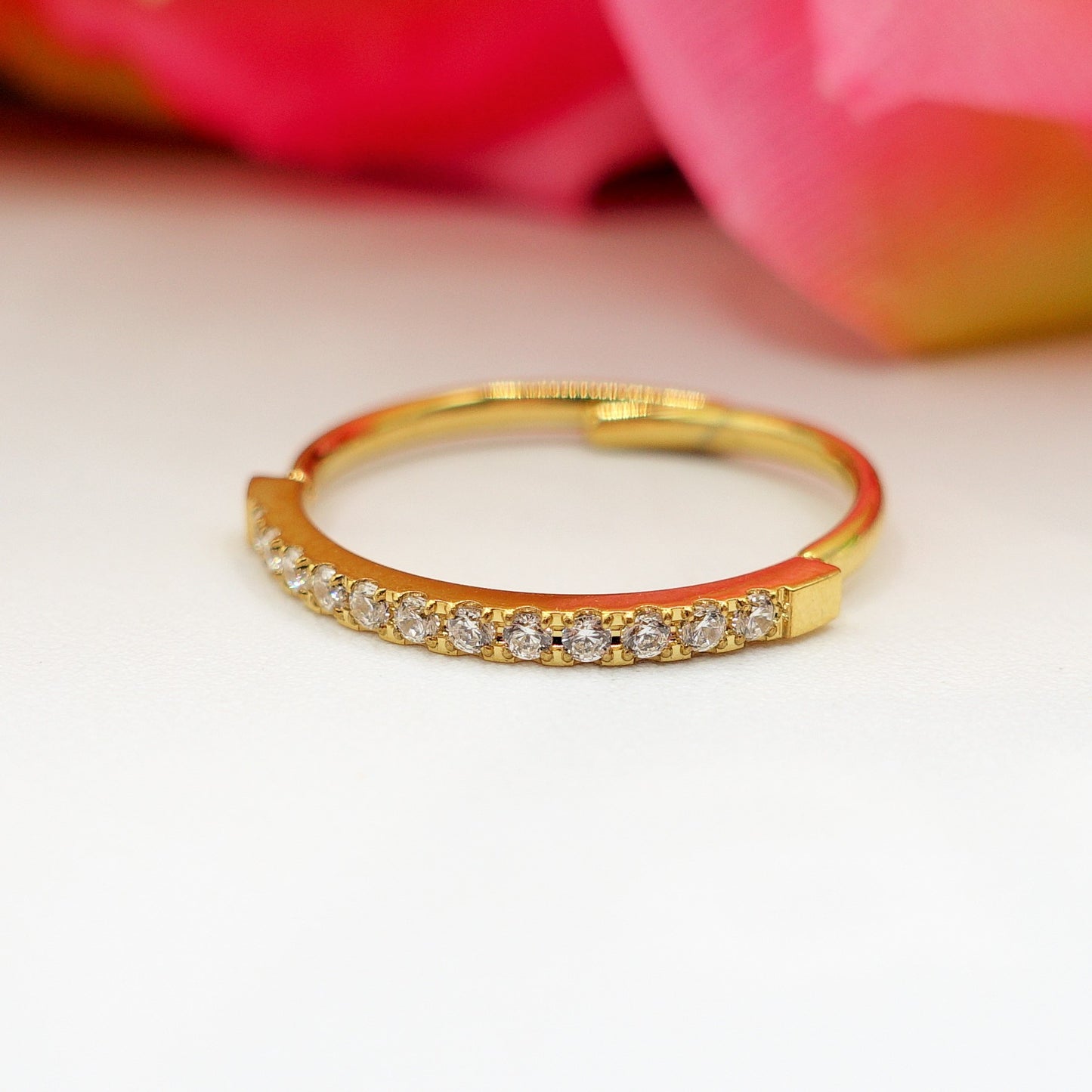 FEDINA Slim Zirconata ~ Anello regolabile in ACCIAIO INOSSIDABILE con cubic zirconia