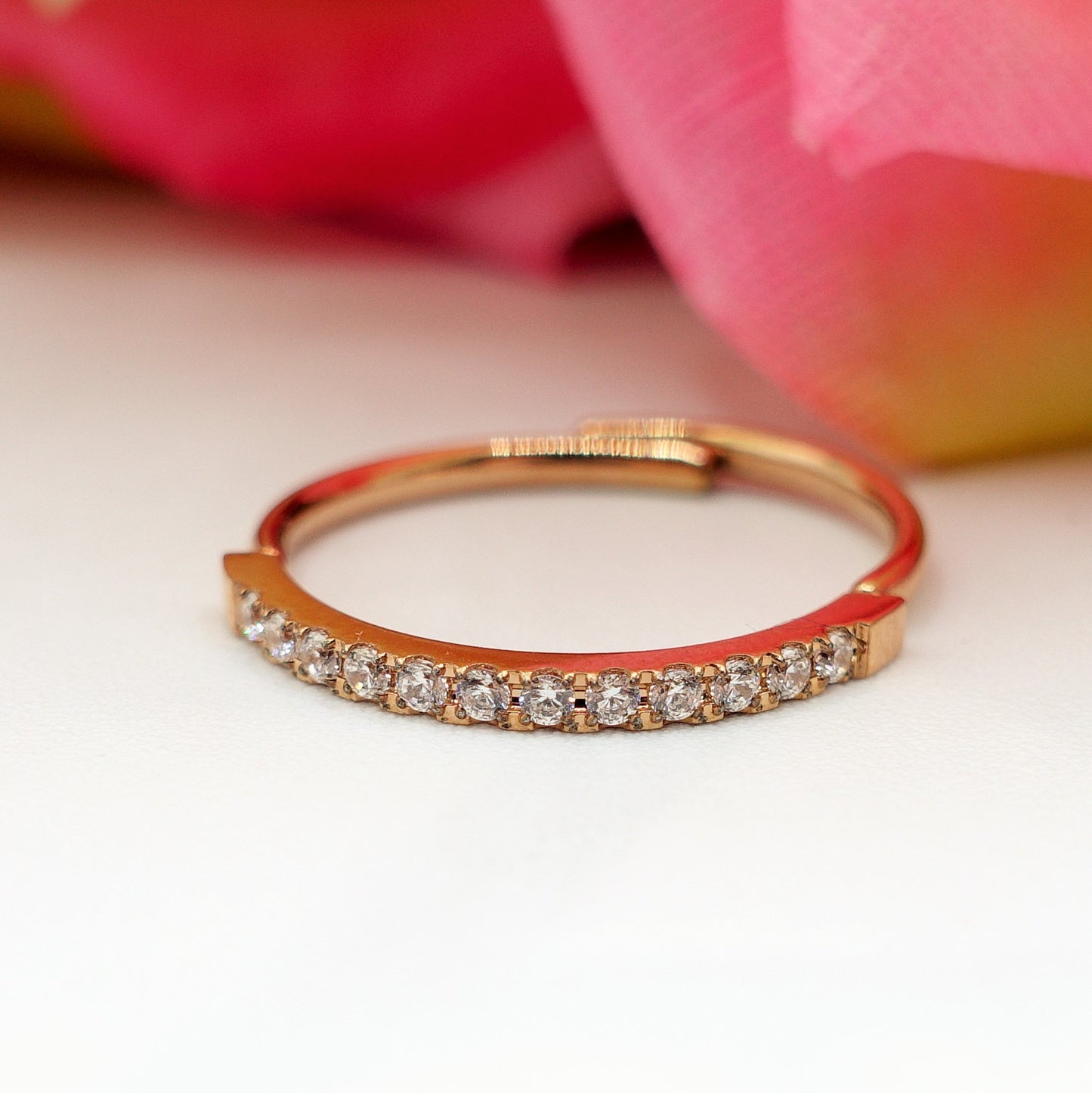 FEDINA Slim Zirconata ~ Anello regolabile in ACCIAIO INOSSIDABILE con cubic zirconia