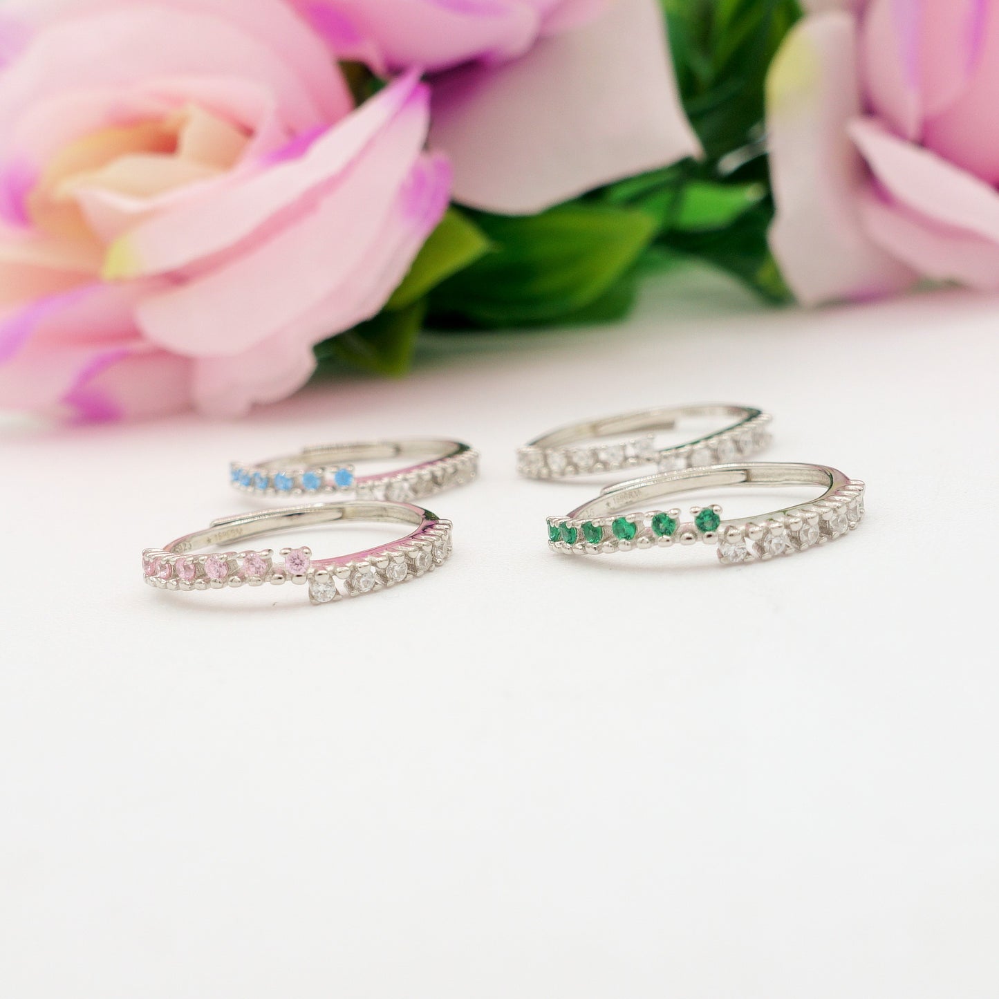 DELIGHT ~ ANELLO in ARGENTO 925 fedina asimmetrica con cubic zirconia bicolor