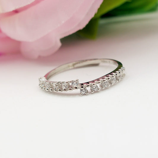 DELIGHT ~ ANELLO in ARGENTO 925 fedina asimmetrica con cubic zirconia bicolor