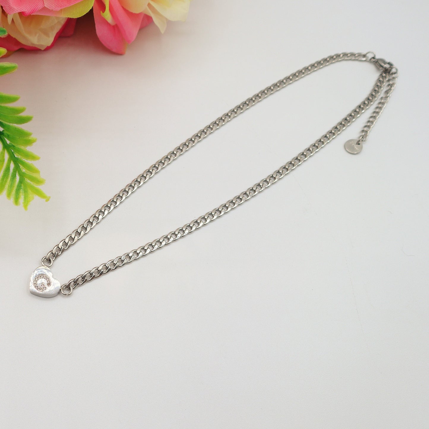 CORA - GOLD - Collana cuore e INIZIALE Zirconata Acciaio inossidabile