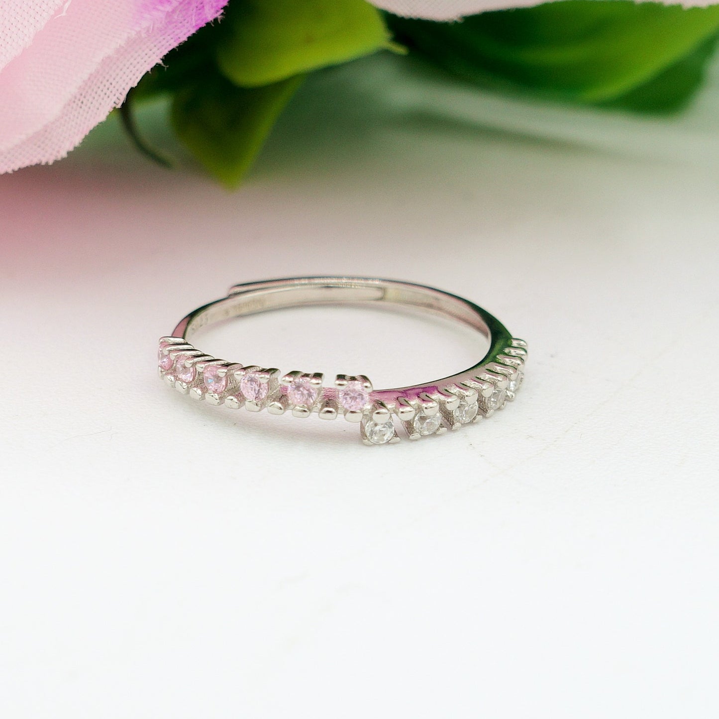 DELIGHT ~ ANELLO in ARGENTO 925 fedina asimmetrica con cubic zirconia bicolor
