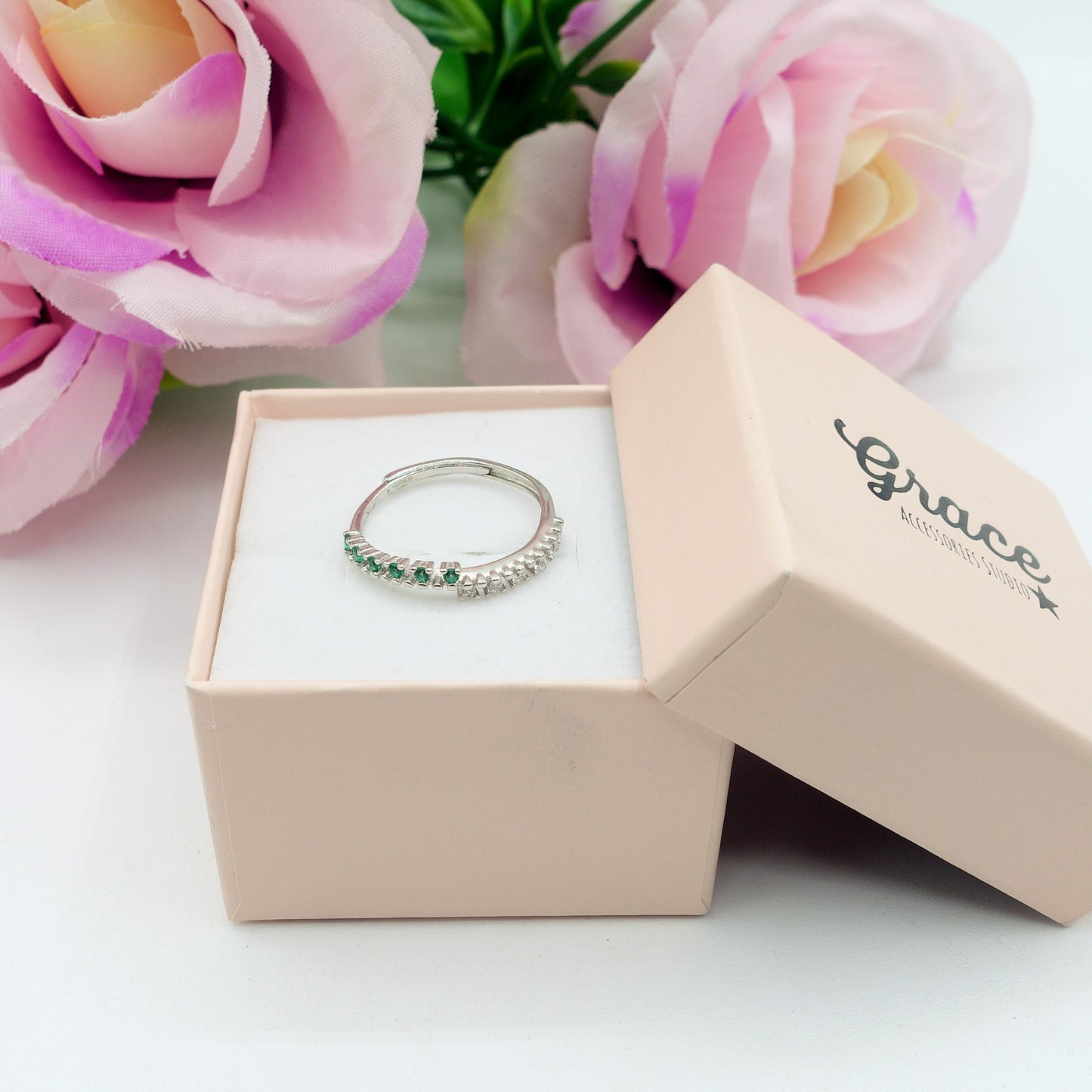 DELIGHT ~ ANELLO in ARGENTO 925 fedina asimmetrica con cubic zirconia bicolor